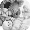 assorted dolls pencil drawing